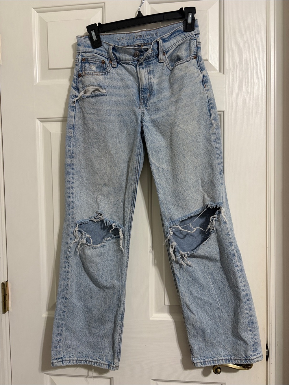 American Eagle Outfitters Light Blue Distressed Wide Leg Jeans